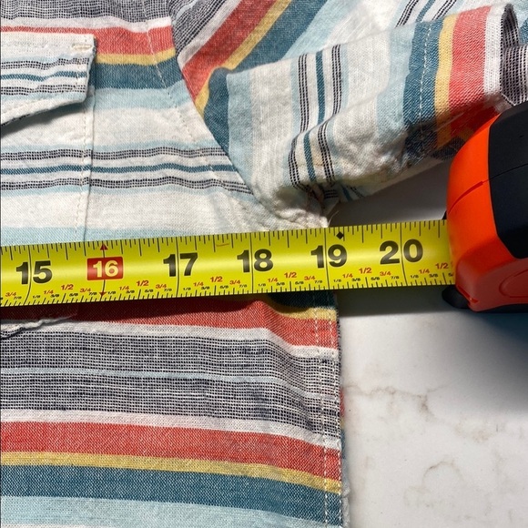 Lucky Brand Button Down Short Sleeve Stripe Shirt Cotton Camp Utility Size Small - Picture 6 of 9